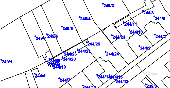 Parcela st. 244/22 v KÚ Krabonoš, Katastrální mapa