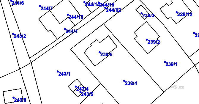 Parcela st. 238/6 v KÚ Krabonoš, Katastrální mapa