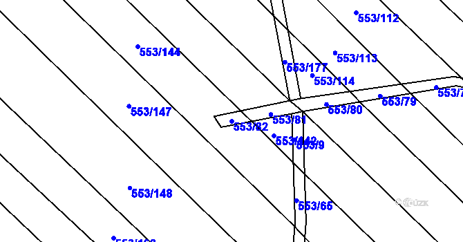 Parcela st. 553/82 v KÚ Krabonoš, Katastrální mapa