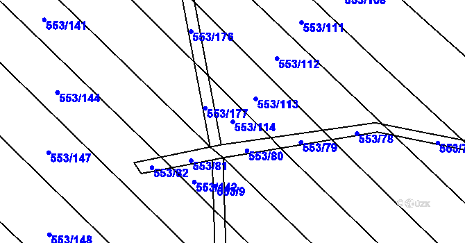 Parcela st. 553/114 v KÚ Krabonoš, Katastrální mapa