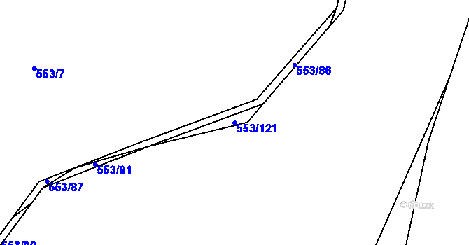 Parcela st. 553/121 v KÚ Krabonoš, Katastrální mapa
