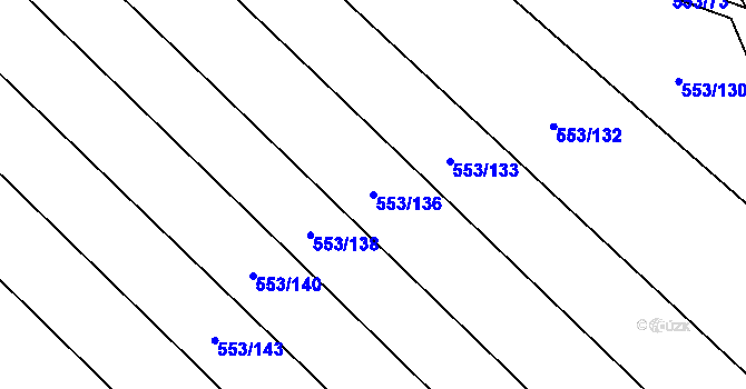 Parcela st. 553/136 v KÚ Krabonoš, Katastrální mapa