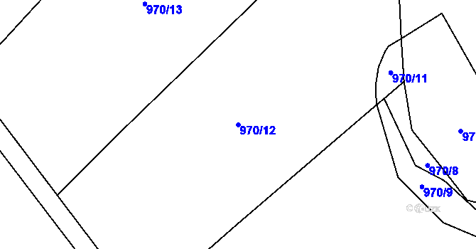 Parcela st. 970/12 v KÚ Krabonoš, Katastrální mapa