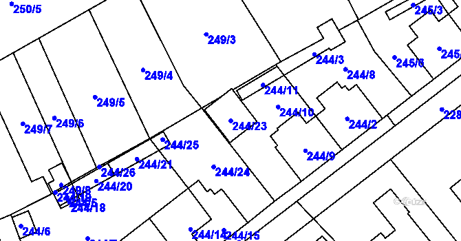 Parcela st. 244/23 v KÚ Krabonoš, Katastrální mapa