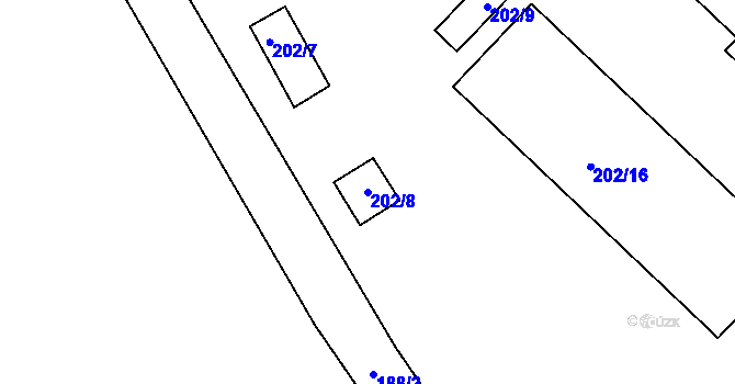 Parcela st. 202/8 v KÚ Nová Ves nad Lužnicí, Katastrální mapa