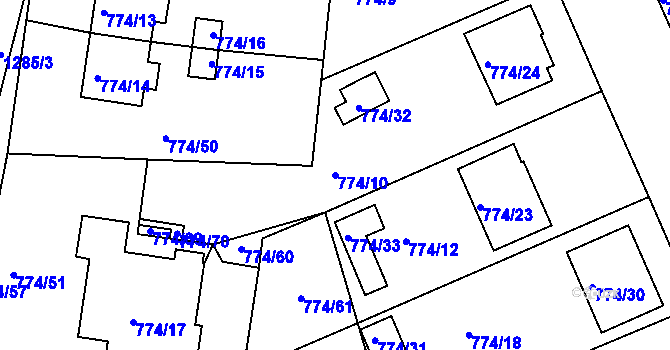 Parcela st. 774/10 v KÚ Nová Ves nad Lužnicí, Katastrální mapa
