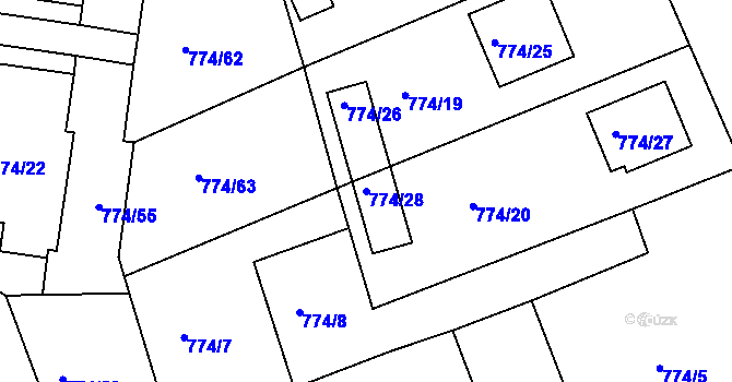 Parcela st. 774/28 v KÚ Nová Ves nad Lužnicí, Katastrální mapa