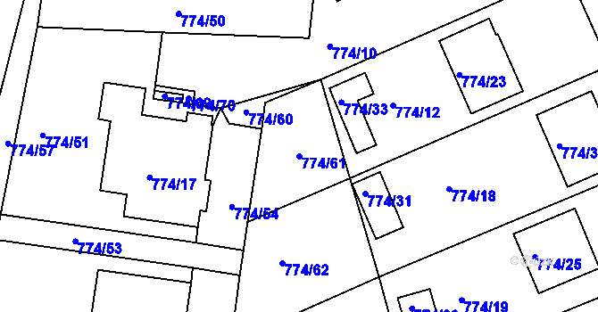 Parcela st. 774/61 v KÚ Nová Ves nad Lužnicí, Katastrální mapa