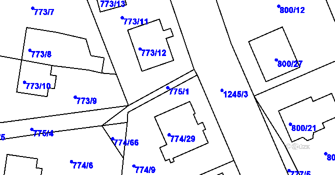 Parcela st. 775/1 v KÚ Nová Ves nad Lužnicí, Katastrální mapa