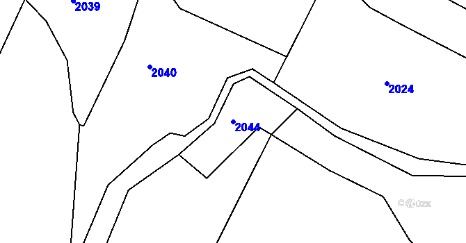 Parcela st. 2044 v KÚ Nová Ves nad Lužnicí, Katastrální mapa