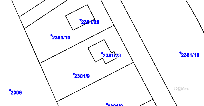 Parcela st. 2381/23 v KÚ Nová Ves nad Lužnicí, Katastrální mapa