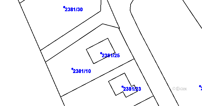 Parcela st. 2381/25 v KÚ Nová Ves nad Lužnicí, Katastrální mapa