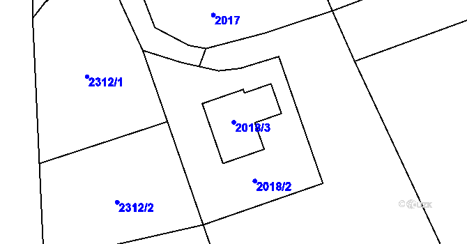 Parcela st. 2018/3 v KÚ Nová Ves nad Lužnicí, Katastrální mapa