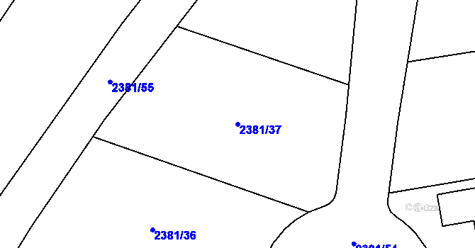 Parcela st. 2381/37 v KÚ Nová Ves nad Lužnicí, Katastrální mapa