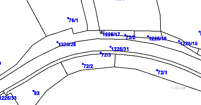 Parcela st. 72/3 v KÚ Nová Ves nad Lužnicí, Katastrální mapa