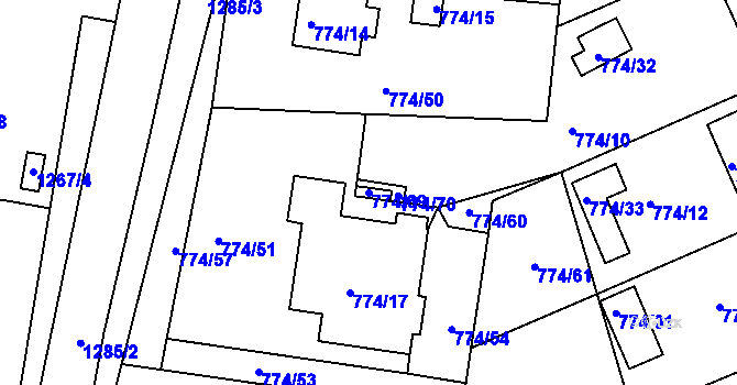 Parcela st. 774/69 v KÚ Nová Ves nad Lužnicí, Katastrální mapa
