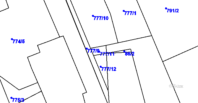 Parcela st. 777/11 v KÚ Nová Ves nad Lužnicí, Katastrální mapa