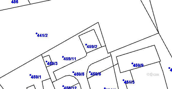 Parcela st. 459/2 v KÚ Nová Ves nad Nisou, Katastrální mapa