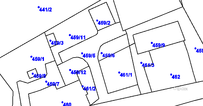 Parcela st. 459/6 v KÚ Nová Ves nad Nisou, Katastrální mapa
