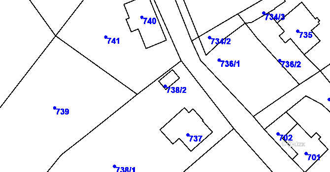 Parcela st. 738/2 v KÚ Nová Ves nad Nisou, Katastrální mapa