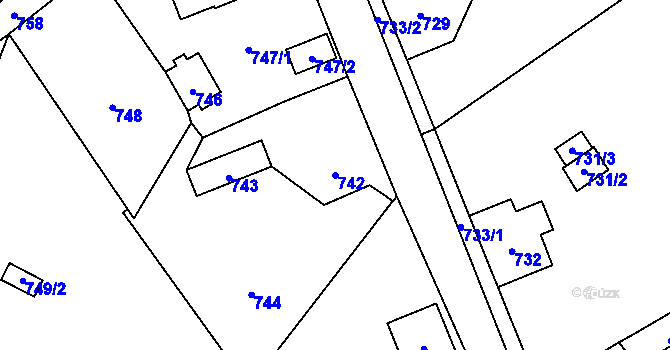 Parcela st. 742 v KÚ Nová Ves nad Nisou, Katastrální mapa