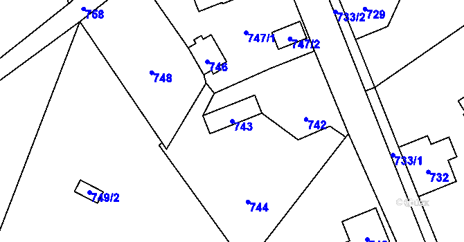 Parcela st. 743 v KÚ Nová Ves nad Nisou, Katastrální mapa