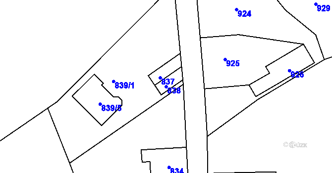 Parcela st. 838 v KÚ Nová Ves nad Nisou, Katastrální mapa