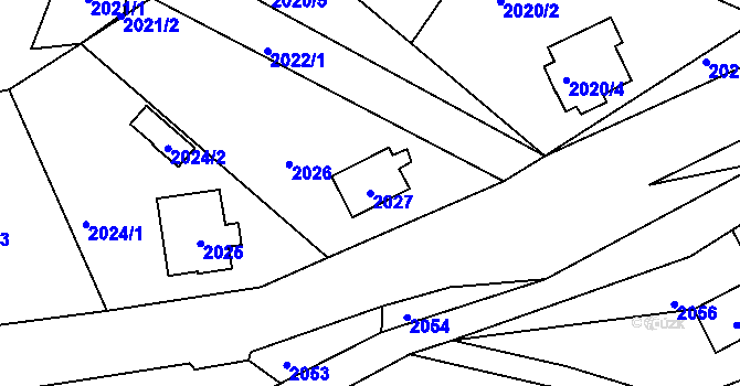 Parcela st. 2027 v KÚ Nová Ves nad Nisou, Katastrální mapa