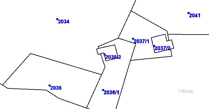 Parcela st. 2036/2 v KÚ Nová Ves nad Nisou, Katastrální mapa