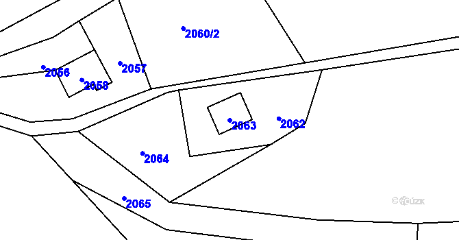 Parcela st. 2063 v KÚ Nová Ves nad Nisou, Katastrální mapa
