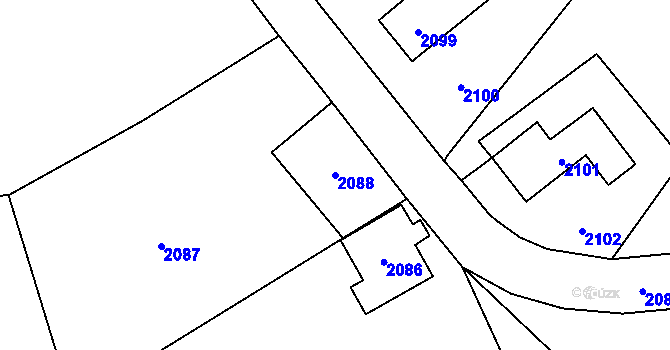 Parcela st. 2088 v KÚ Nová Ves nad Nisou, Katastrální mapa