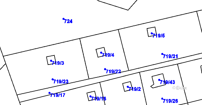 Parcela st. 719/4 v KÚ Nová Ves nad Nisou, Katastrální mapa