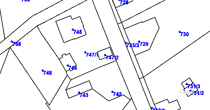 Parcela st. 747/2 v KÚ Nová Ves nad Nisou, Katastrální mapa