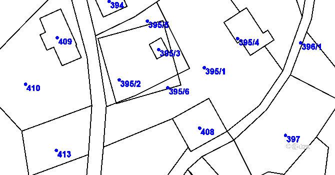 Parcela st. 395/6 v KÚ Nová Ves nad Nisou, Katastrální mapa