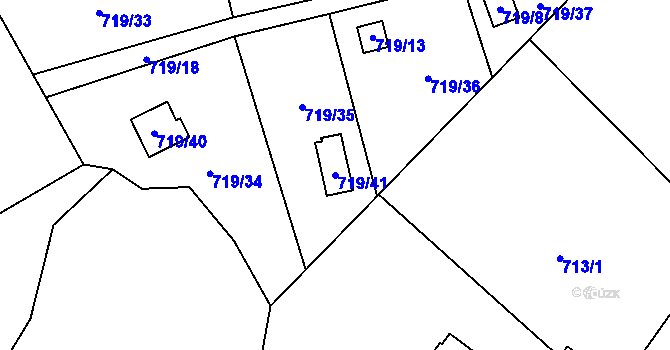 Parcela st. 719/41 v KÚ Nová Ves nad Nisou, Katastrální mapa