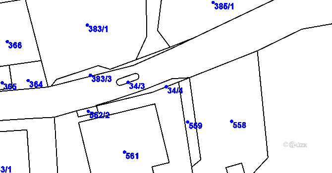 Parcela st. 34/4 v KÚ Nová Ves nad Nisou, Katastrální mapa