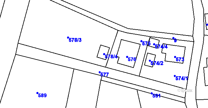 Parcela st. 578/4 v KÚ Nová Ves nad Nisou, Katastrální mapa