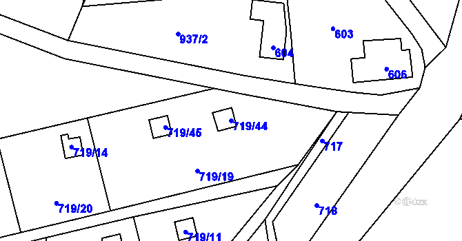 Parcela st. 719/44 v KÚ Nová Ves nad Nisou, Katastrální mapa