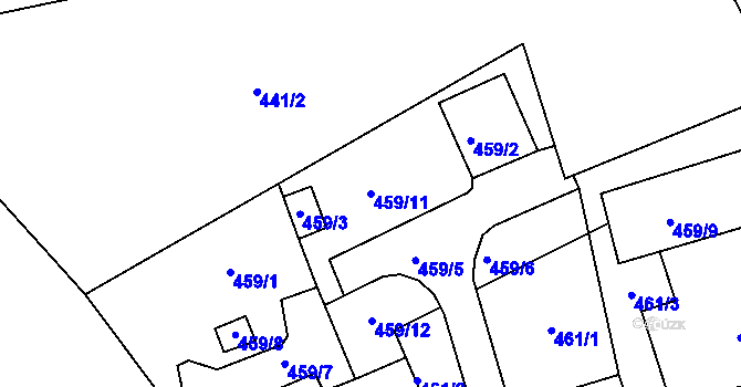Parcela st. 459/11 v KÚ Nová Ves nad Nisou, Katastrální mapa