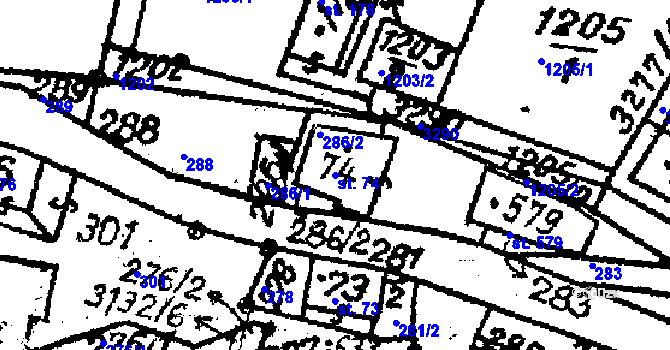Parcela st. 74 v KÚ Nová Ves nad Popelkou, Katastrální mapa