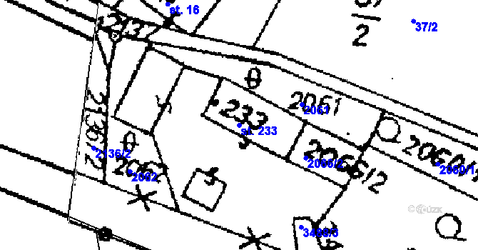 Parcela st. 233 v KÚ Nová Ves nad Popelkou, Katastrální mapa