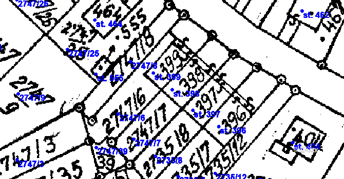 Parcela st. 398 v KÚ Nová Ves nad Popelkou, Katastrální mapa