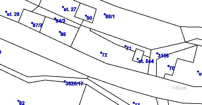 Parcela st. 72 v KÚ Nová Ves nad Popelkou, Katastrální mapa