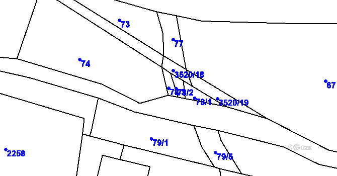 Parcela st. 78/3 v KÚ Nová Ves nad Popelkou, Katastrální mapa