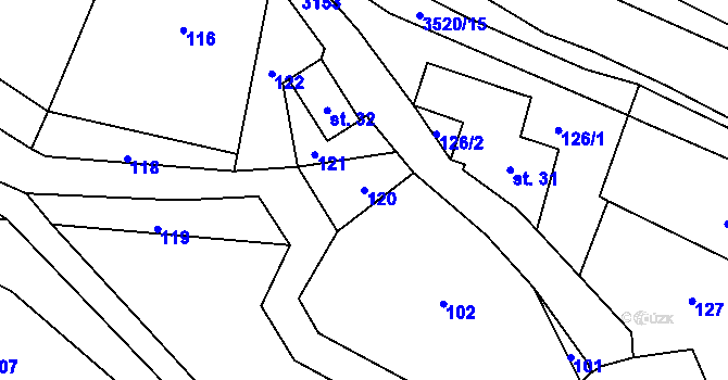 Parcela st. 120 v KÚ Nová Ves nad Popelkou, Katastrální mapa