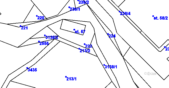 Parcela st. 222 v KÚ Nová Ves nad Popelkou, Katastrální mapa