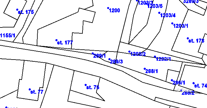 Parcela st. 289 v KÚ Nová Ves nad Popelkou, Katastrální mapa