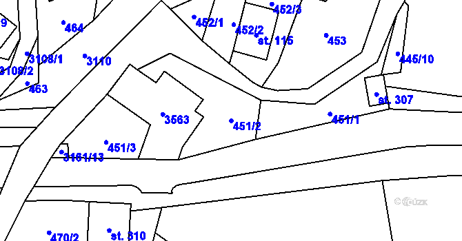Parcela st. 451/2 v KÚ Nová Ves nad Popelkou, Katastrální mapa