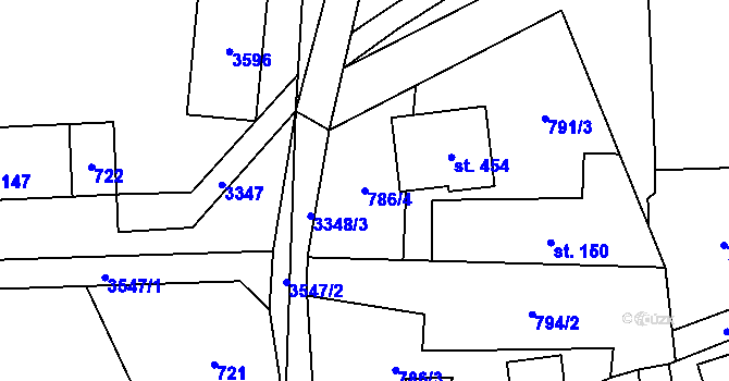 Parcela st. 786/4 v KÚ Nová Ves nad Popelkou, Katastrální mapa