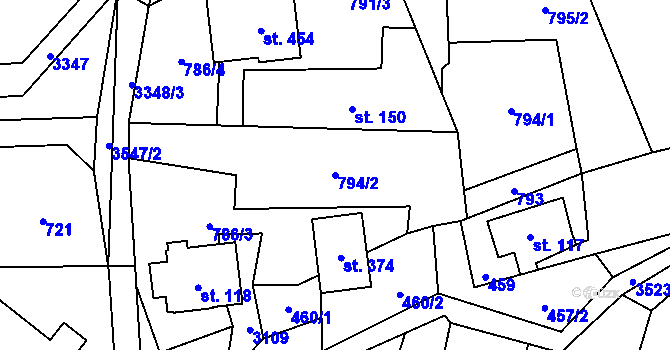 Parcela st. 794/2 v KÚ Nová Ves nad Popelkou, Katastrální mapa